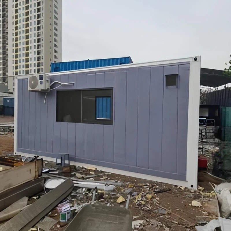 Container Văn Phòng 20 Feet Xám Viền Trắng Hiện Đại